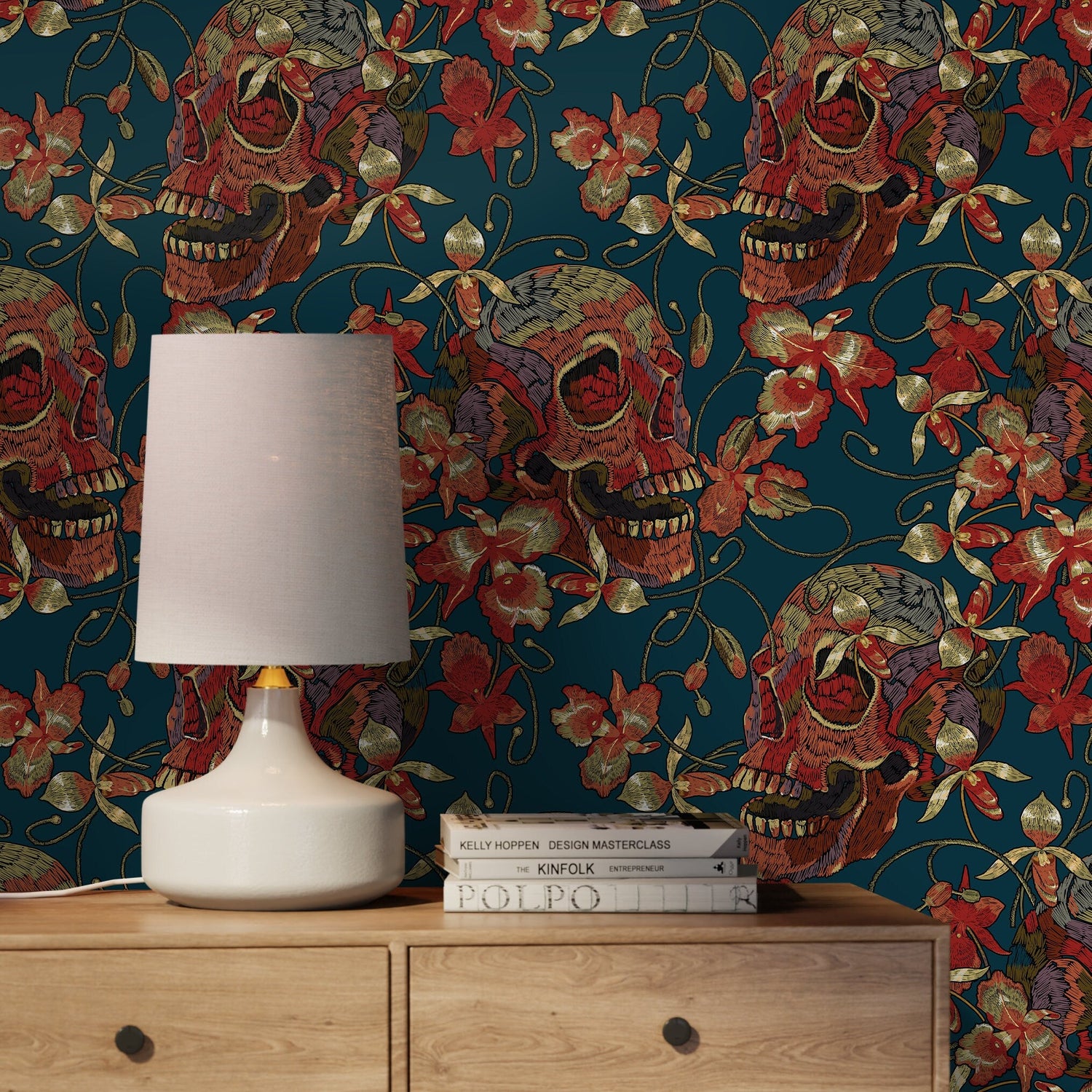 Gothic Skull Wallpaper Maximalist Wallpaper Peel and Stick and Traditional Wallpaper - D895 - WallTrend