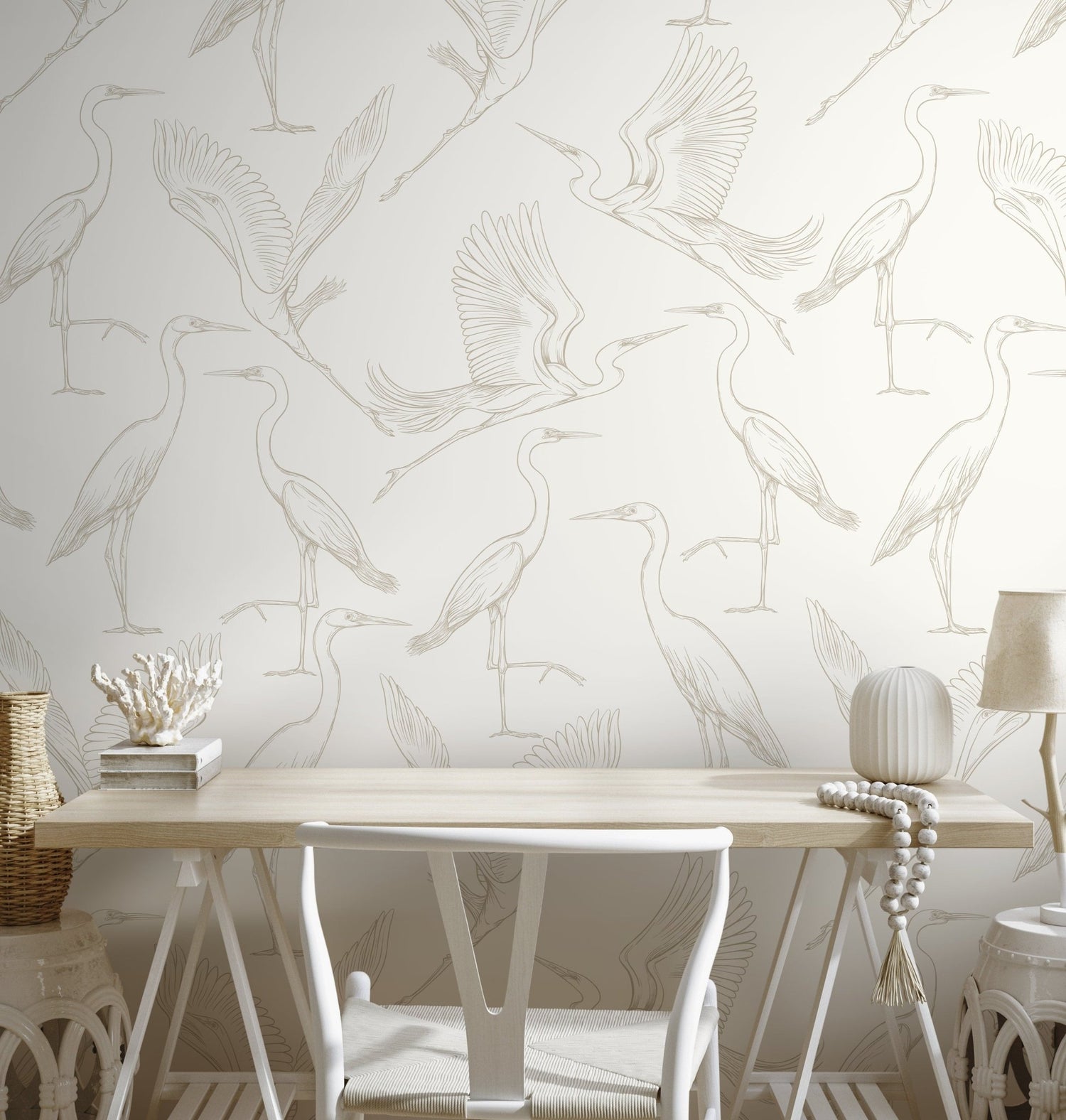 Graceful Herons Wallpaper - D103 - WallTrend