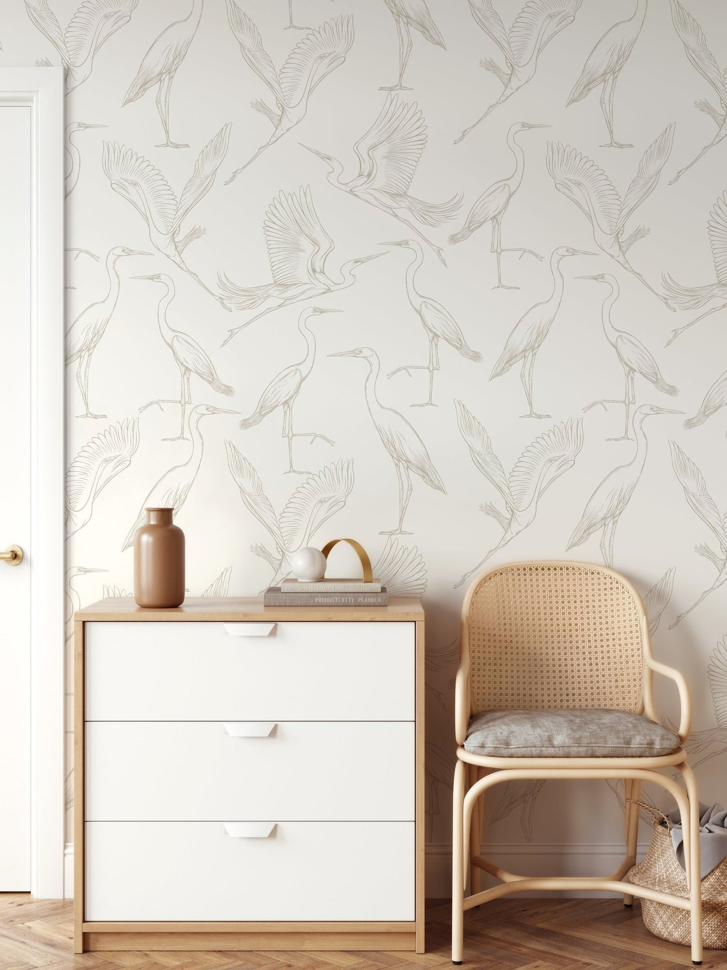 Graceful Herons Wallpaper - D103 - WallTrend