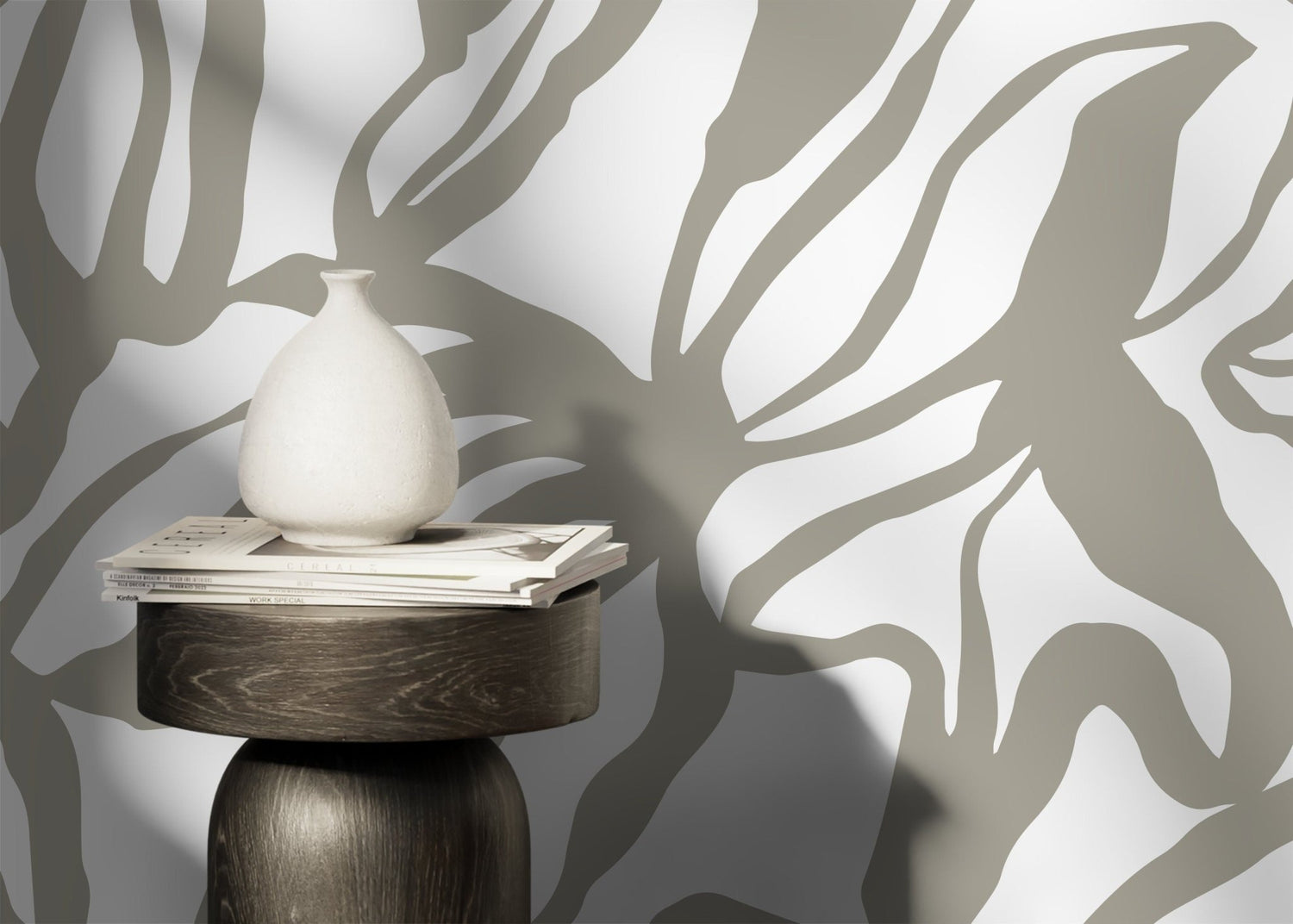 Gray Abstract Floral Wallpaper / Peel and Stick Wallpaper Removable Wallpaper Home Decor Wall Art Wall Decor Room Decor - D287 - WallTrend