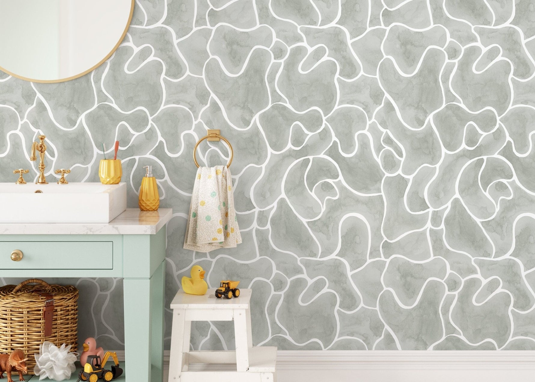 Gray Abstract Modern Wallpaper / Peel and Stick Wallpaper Removable Wallpaper Home Decor Wall Art Wall Decor Room Decor - C942 - WallTrend