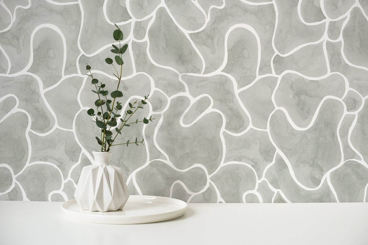 Gray Abstract Modern Wallpaper / Peel and Stick Wallpaper Removable Wallpaper Home Decor Wall Art Wall Decor Room Decor - C942 - WallTrend