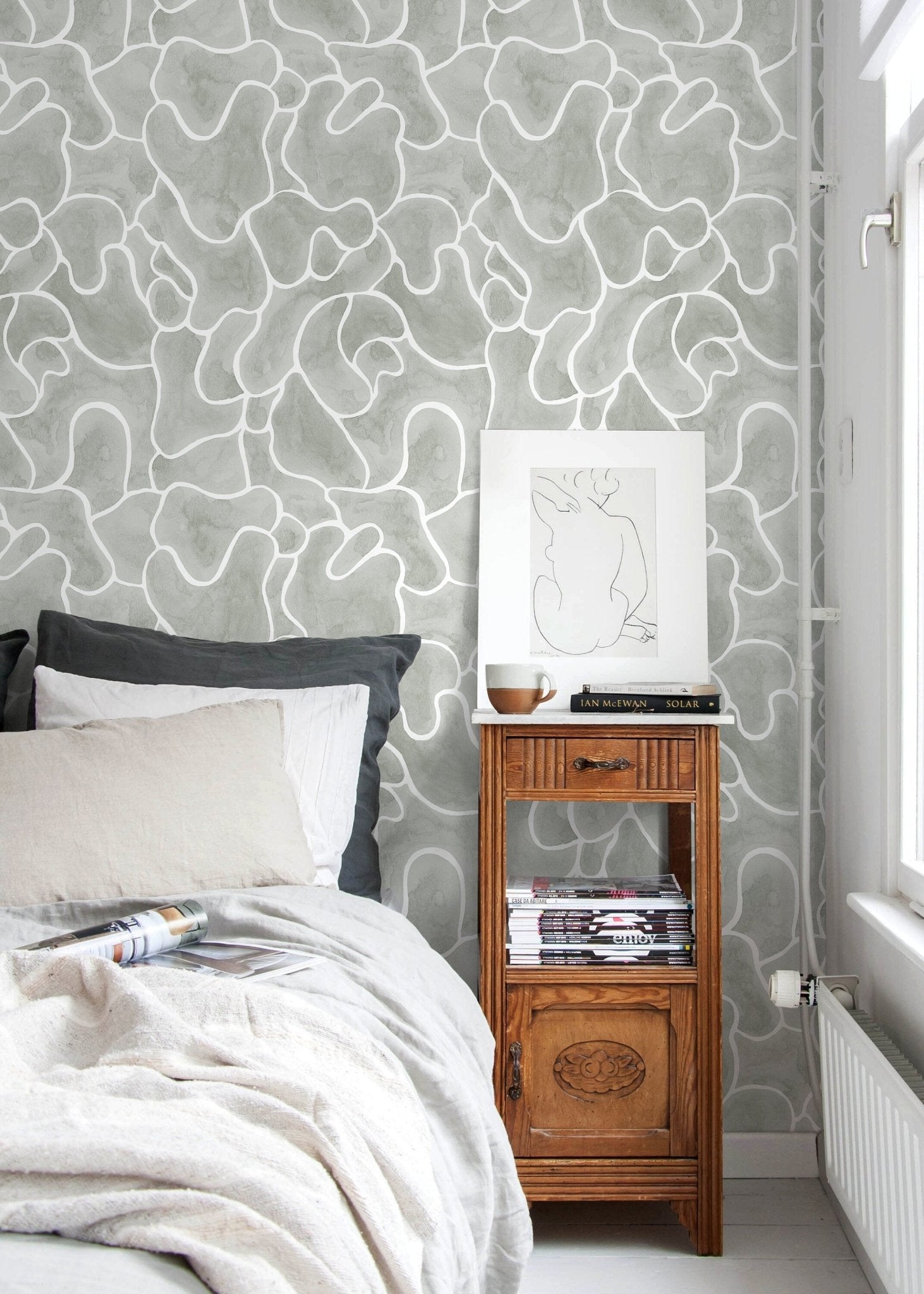 Gray Abstract Modern Wallpaper / Peel and Stick Wallpaper Removable Wallpaper Home Decor Wall Art Wall Decor Room Decor - C942 - WallTrend