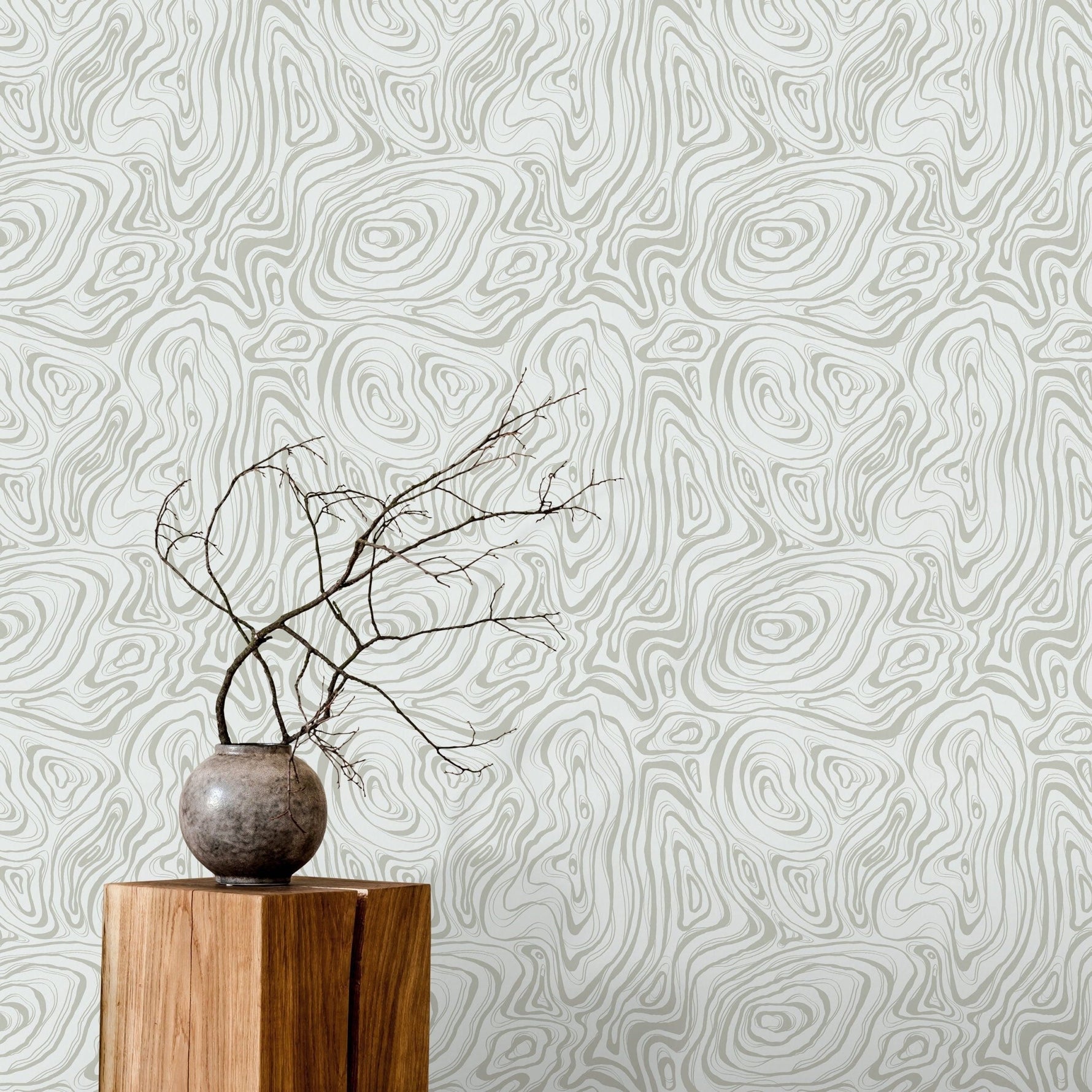 Gray Abstract Waves Wallpaper / Peel and Stick Wallpaper Removable Wallpaper Home Decor Wall Art Wall Decor Room Decor - C645 - WallTrend