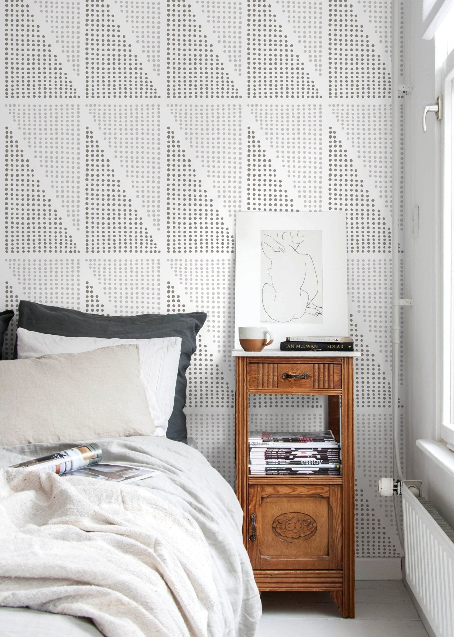 Gray Geometric Dots Wallpaper / Peel and Stick Wallpaper Removable Wallpaper Home Decor Wall Art Wall Decor Room Decor - C970 - WallTrend