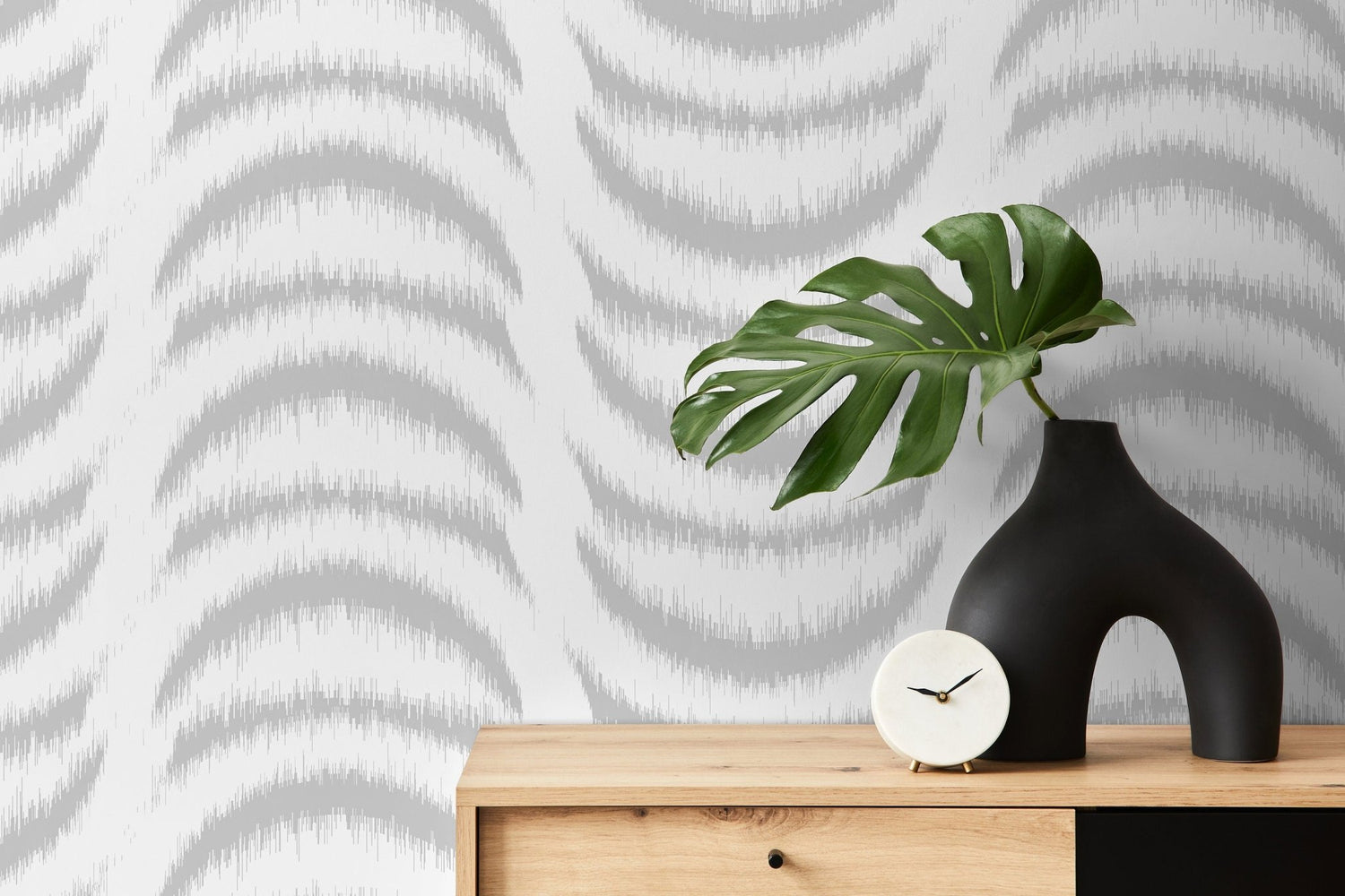 Gray Half Moon Wallpaper / Peel and Stick Wallpaper Removable Wallpaper Home Decor Wall Art Wall Decor Room Decor - C755 - WallTrend