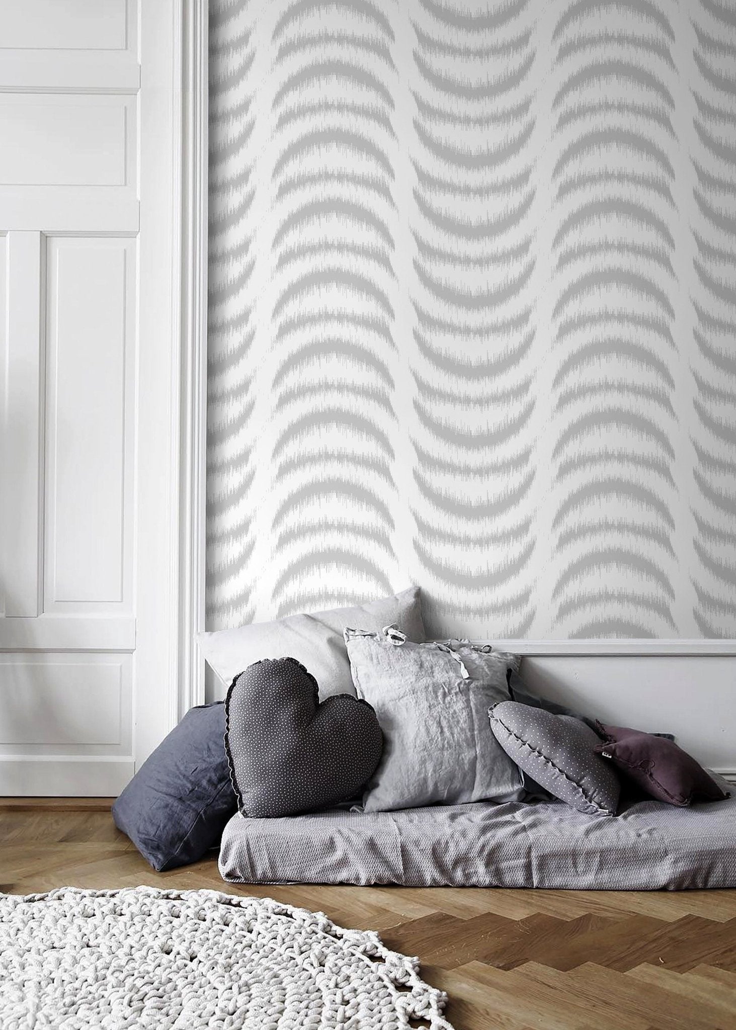 Gray Half Moon Wallpaper / Peel and Stick Wallpaper Removable Wallpaper Home Decor Wall Art Wall Decor Room Decor - C755 - WallTrend