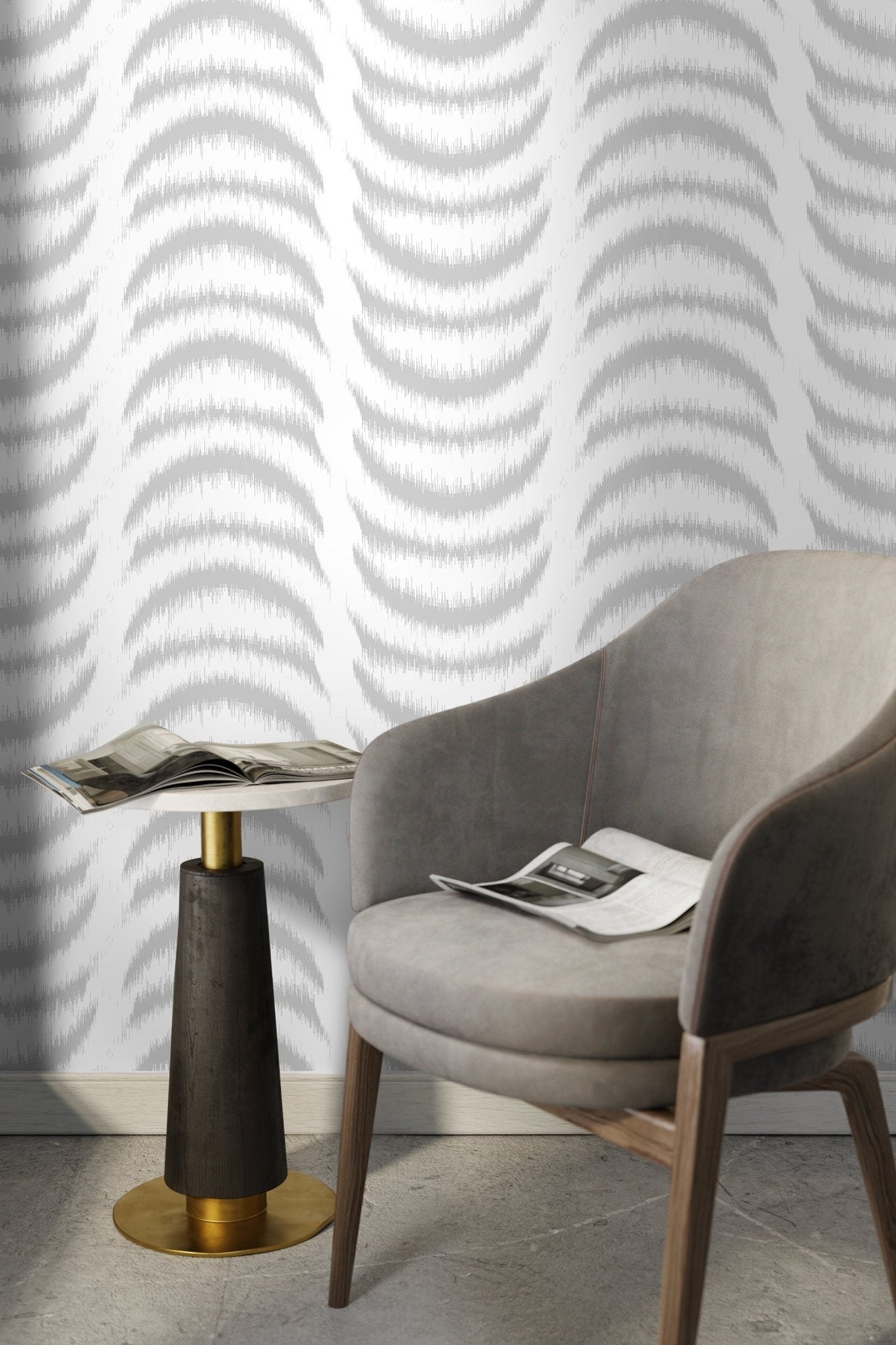 Gray Half Moon Wallpaper / Peel and Stick Wallpaper Removable Wallpaper Home Decor Wall Art Wall Decor Room Decor - C755 - WallTrend