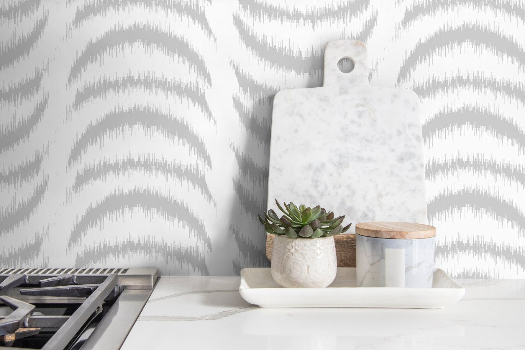 Gray Half Moon Wallpaper / Peel and Stick Wallpaper Removable Wallpaper Home Decor Wall Art Wall Decor Room Decor - C755 - WallTrend