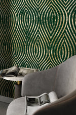 Green and Gold Marbling Wallpaper - C878 - WallTrend