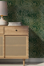 Green and Gold Marbling Wallpaper - C878 - WallTrend