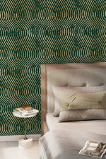 Green and Gold Marbling Wallpaper - C878 - WallTrend