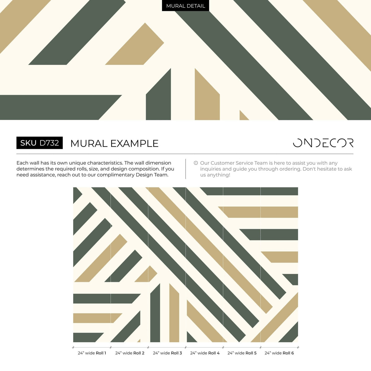 Green Geometric Wallpaper Modern Striped Wallpaper Peel and Stick and Traditional Wallpaper - D732 - WallTrend