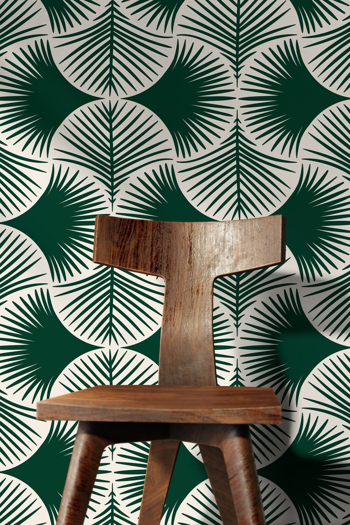 Green Modern Palms Wallpaper / Peel and Stick Wallpaper Removable Wallpaper Home Decor Wall Art Wall Decor Room Decor - C688 - WallTrend