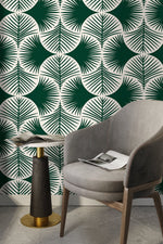 Green Modern Palms Wallpaper / Peel and Stick Wallpaper Removable Wallpaper Home Decor Wall Art Wall Decor Room Decor - C688 - WallTrend