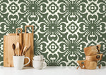 Green Modern Tile Wallpaper / Peel and Stick Wallpaper Removable Wallpaper Home Decor Wall Art Wall Decor Room Decor - D179 - WallTrend