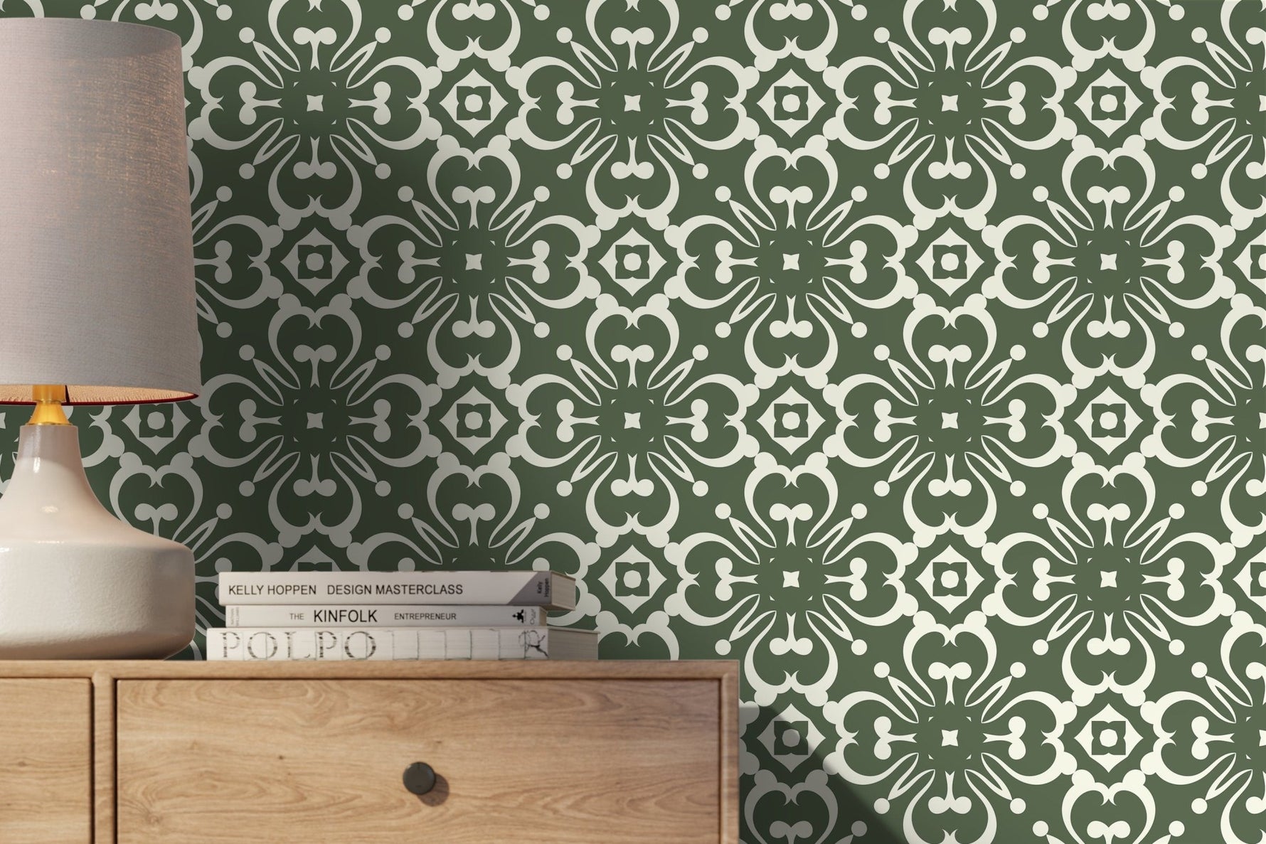 Green Modern Tile Wallpaper / Peel and Stick Wallpaper Removable Wallpaper Home Decor Wall Art Wall Decor Room Decor - D179 - WallTrend