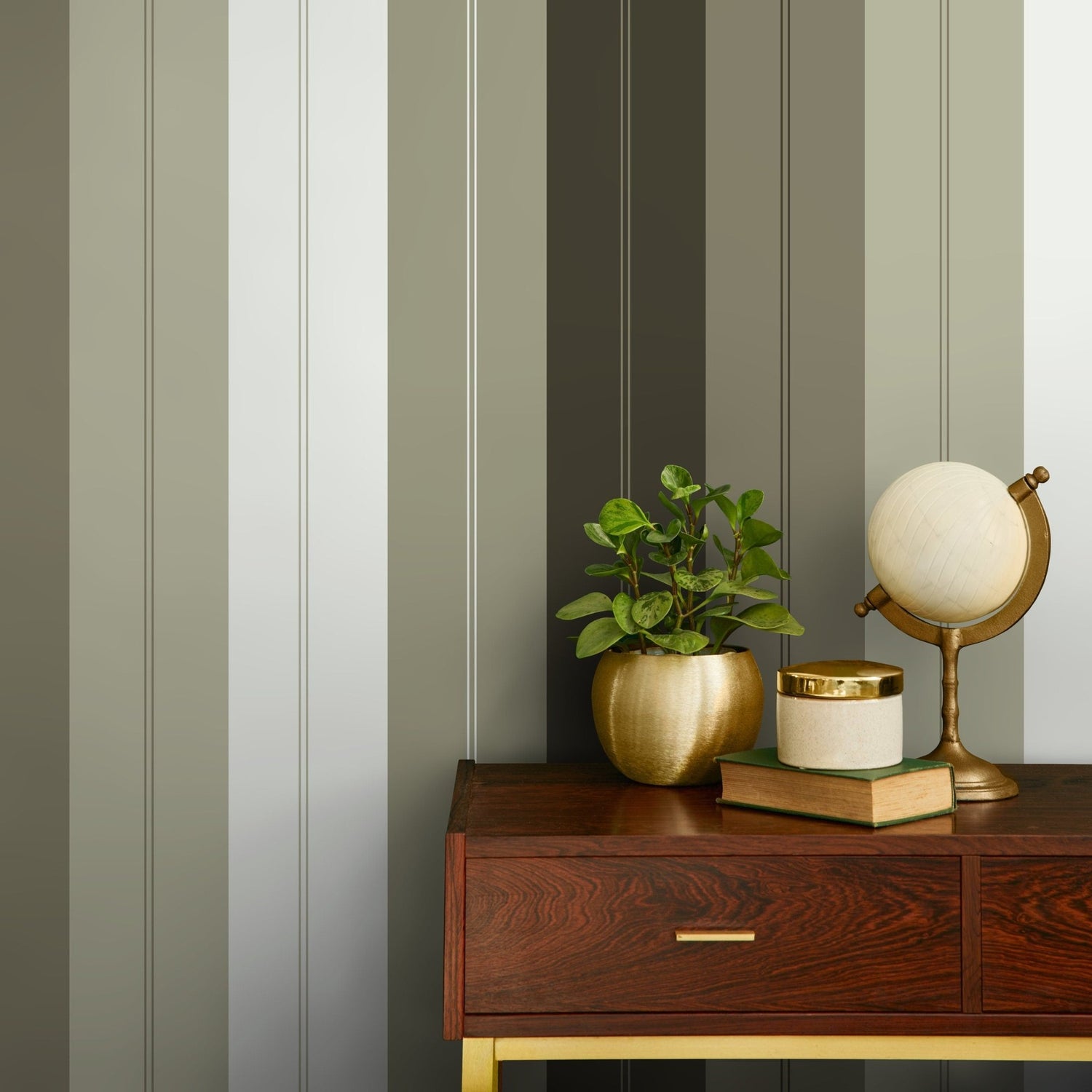 Green Modern Wallpaper Striped Wallpaper Peel and Stick and Traditional Wallpaper - D842 - WallTrend
