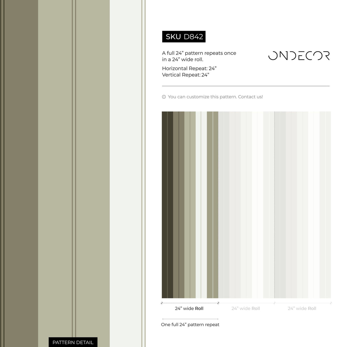 Green Modern Wallpaper Striped Wallpaper Peel and Stick and Traditional Wallpaper - D842 - WallTrend