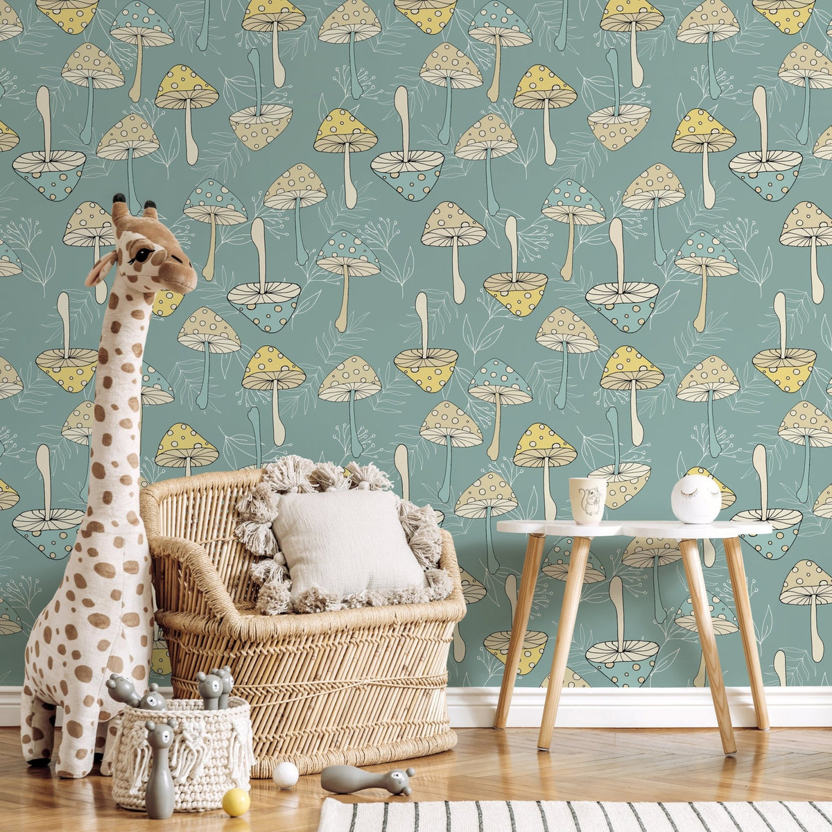 Green Mushroom Wallpaper Groovy Wallpaper Peel and Stick and Traditional Wallpaper - D892 - WallTrend
