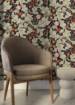 Green Victorian Floral Wallpaper / Peel and Stick Wallpaper Removable Wallpaper Home Decor Wall Art Wall Decor Room Decor - C996 - WallTrend