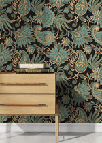 Green Victorian Vintage Wallpaper / Peel and Stick Wallpaper Removable Wallpaper Home Decor Wall Art Wall Decor Room Decor - D089 - WallTrend
