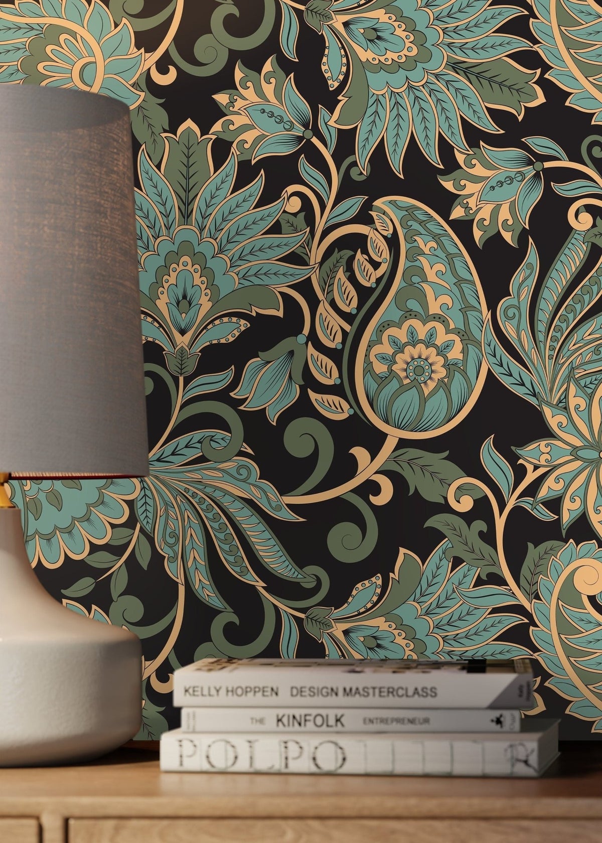 Green Victorian Vintage Wallpaper / Peel and Stick Wallpaper Removable Wallpaper Home Decor Wall Art Wall Decor Room Decor - D089 - WallTrend