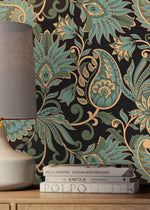 Green Victorian Vintage Wallpaper / Peel and Stick Wallpaper Removable Wallpaper Home Decor Wall Art Wall Decor Room Decor - D089 - WallTrend