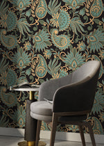 Green Victorian Vintage Wallpaper / Peel and Stick Wallpaper Removable Wallpaper Home Decor Wall Art Wall Decor Room Decor - D089 - WallTrend