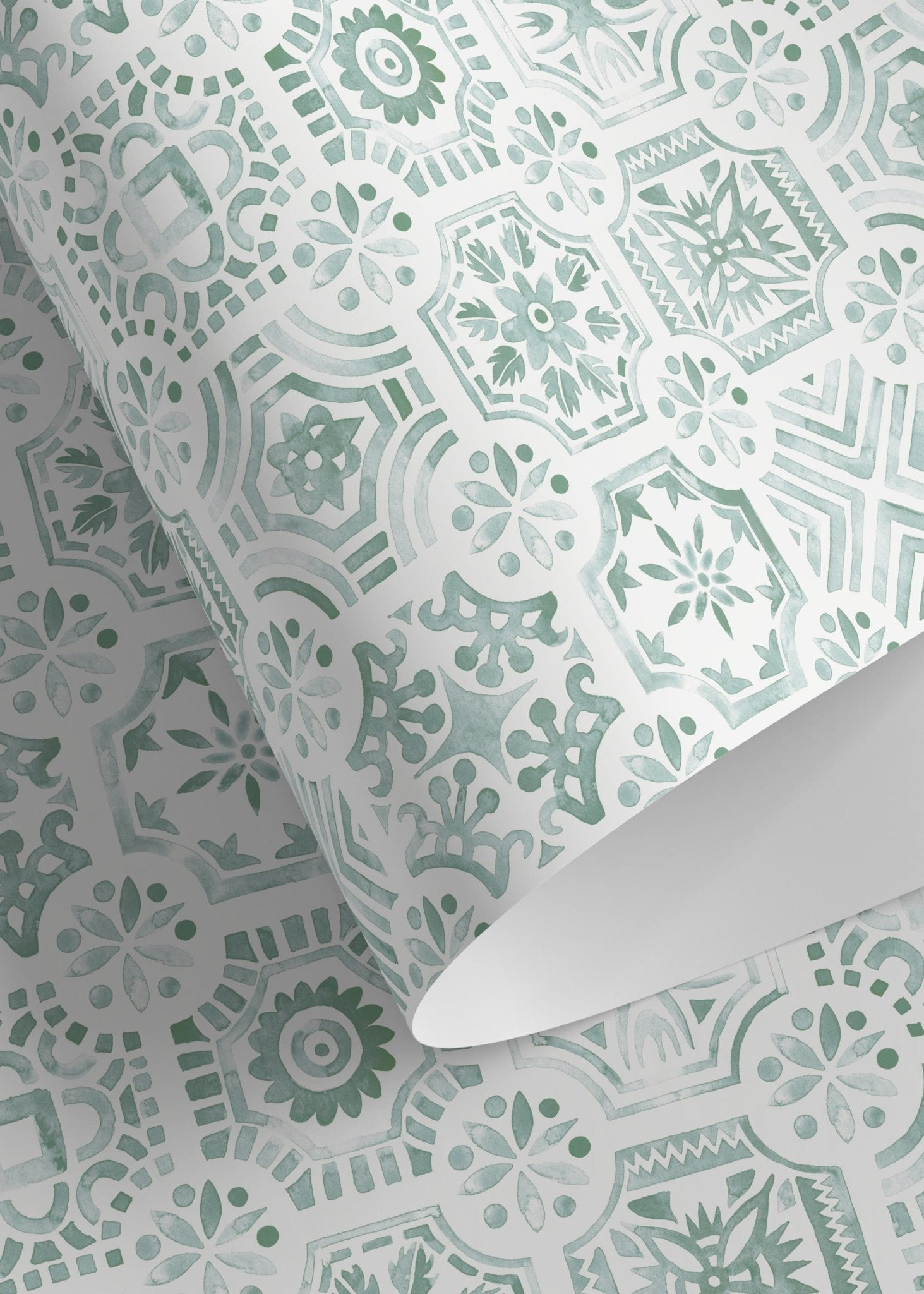 Green Watercolor Tile Wallpaper / Peel and Stick Wallpaper Removable Wallpaper Home Decor Wall Art Wall Decor Room Decor - D534 - WallTrend