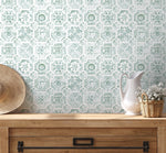Green Watercolor Tile Wallpaper / Peel and Stick Wallpaper Removable Wallpaper Home Decor Wall Art Wall Decor Room Decor - D534 - WallTrend