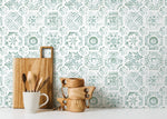 Green Watercolor Tile Wallpaper / Peel and Stick Wallpaper Removable Wallpaper Home Decor Wall Art Wall Decor Room Decor - D534 - WallTrend
