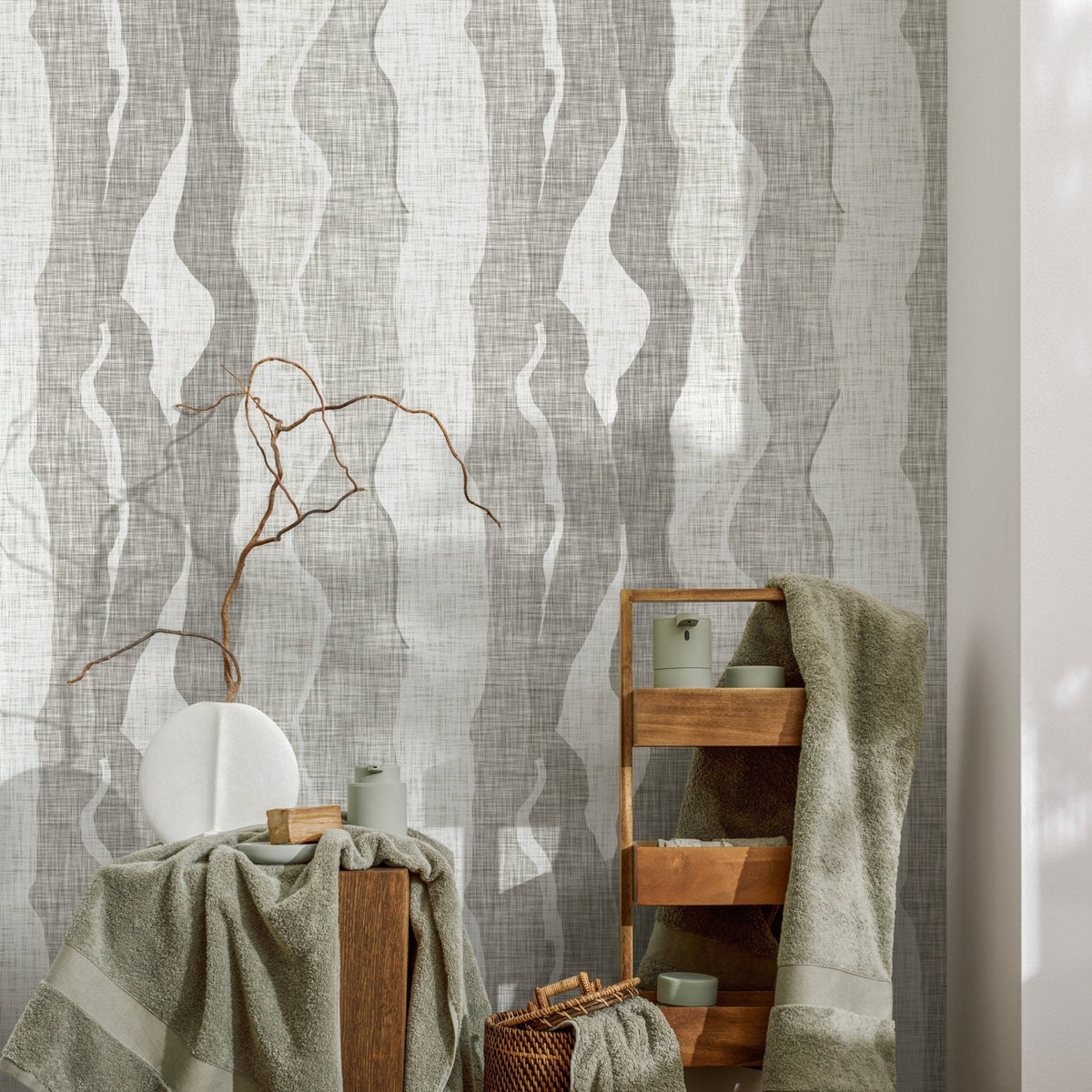 Grey Abstract Wallpaper Maximalist Wallpaper Peel and Stick and Traditional Wallpaper - D798 - WallTrend