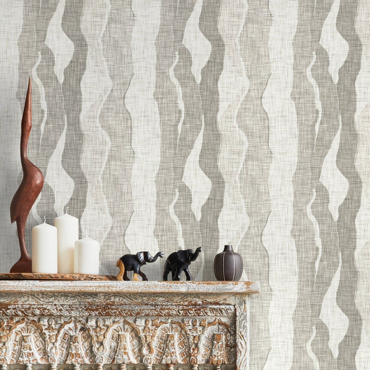 Grey Abstract Wallpaper Maximalist Wallpaper Peel and Stick and Traditional Wallpaper - D798 - WallTrend