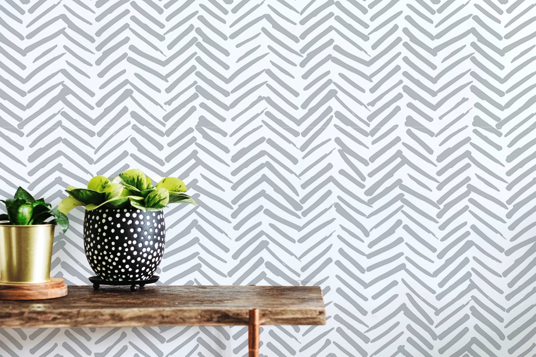 Grey Herringbone Wallpaper Boho Wallpaper Peel and Stick and Traditional Wallpaper - A408 - WallTrend