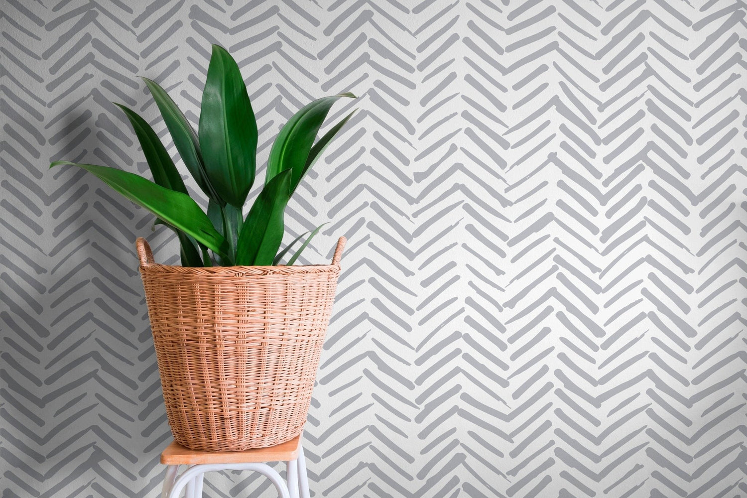 Grey Herringbone Wallpaper Boho Wallpaper Peel and Stick and Traditional Wallpaper - A408 - WallTrend