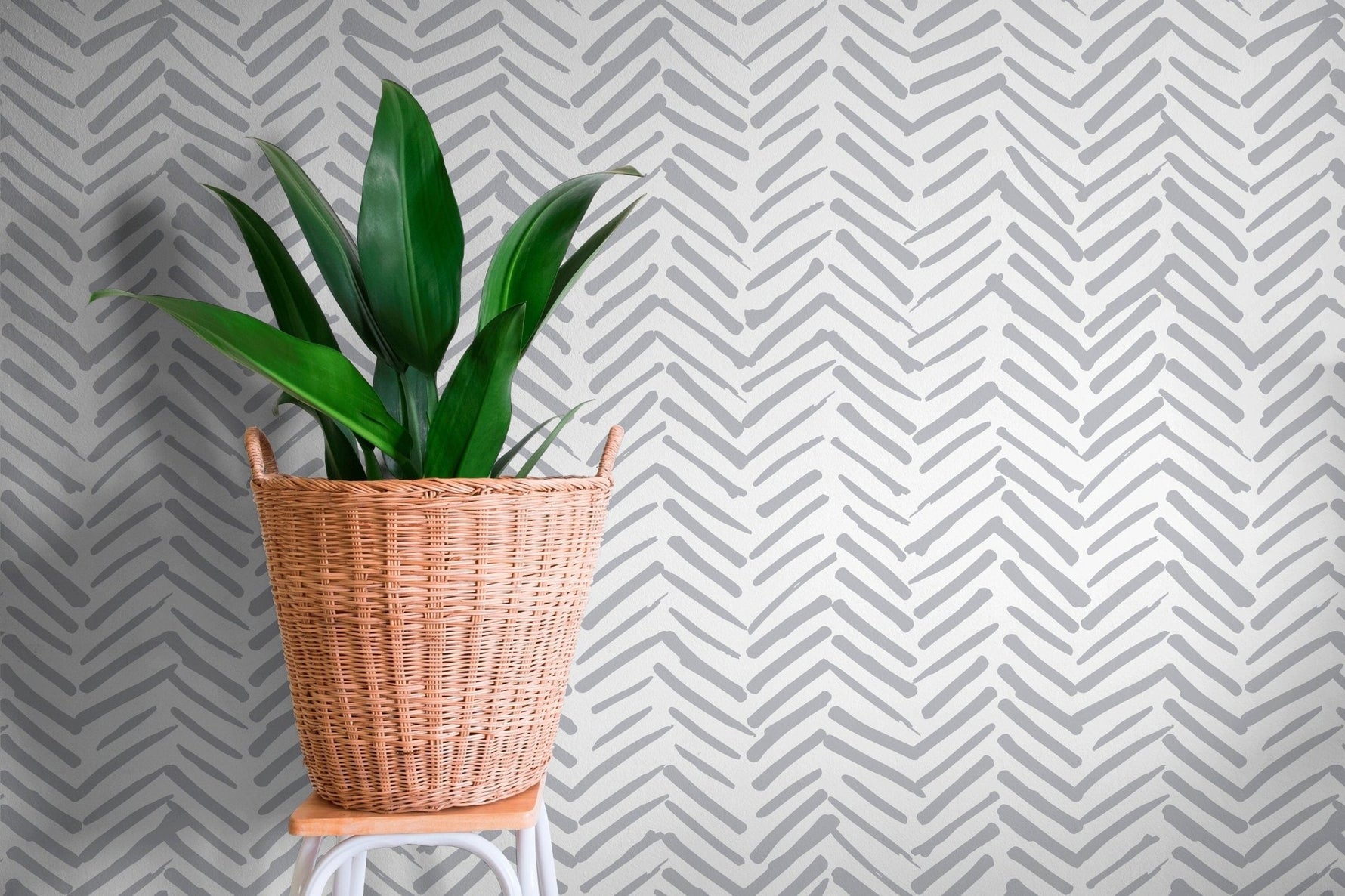 Grey Herringbone Wallpaper Boho Wallpaper Peel and Stick and Traditional Wallpaper - A408 - WallTrend