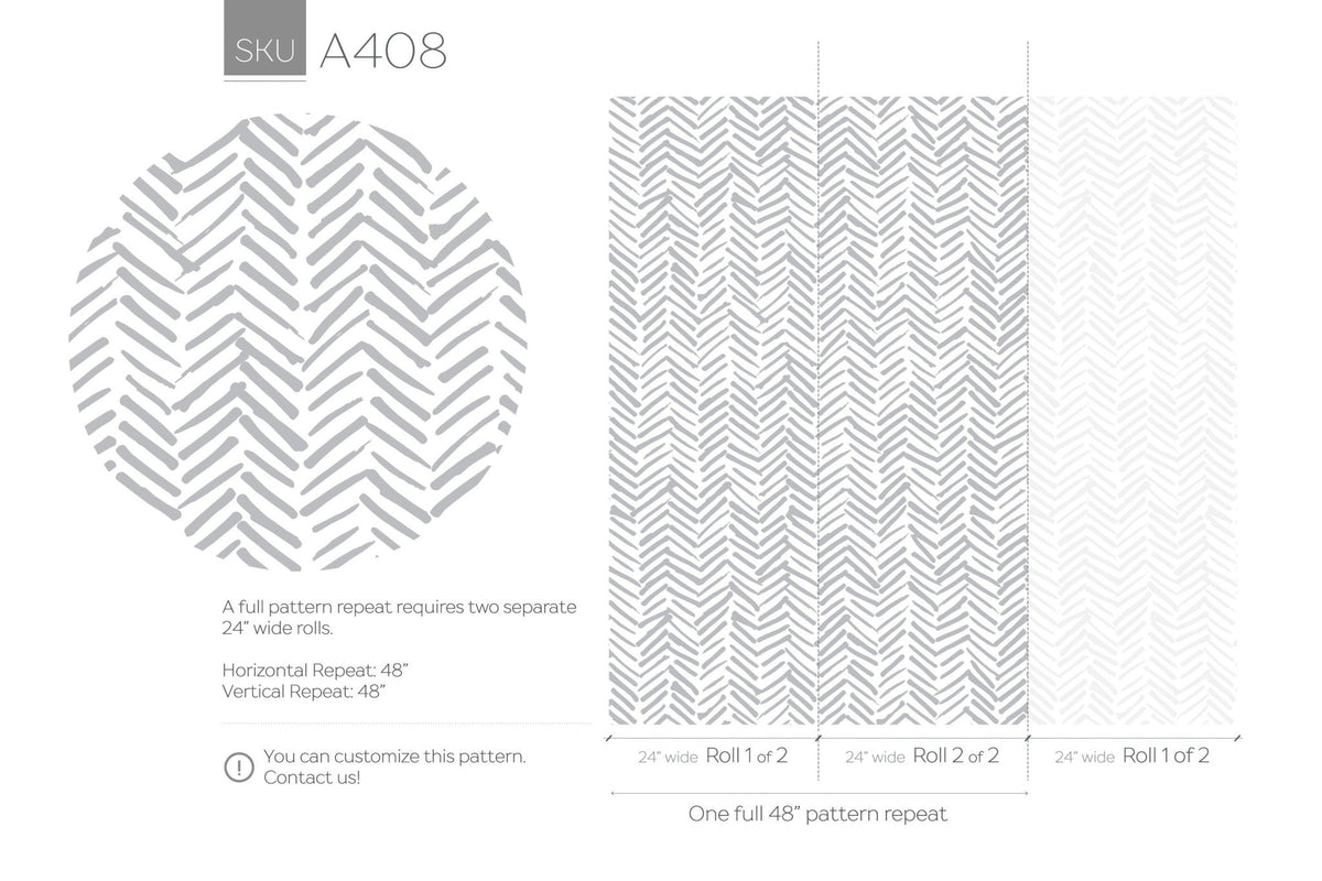 Grey Herringbone Wallpaper Boho Wallpaper Peel and Stick and Traditional Wallpaper - A408 - WallTrend