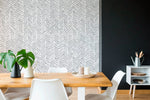 Grey Herringbone Wallpaper Boho Wallpaper Peel and Stick and Traditional Wallpaper - A408 - WallTrend