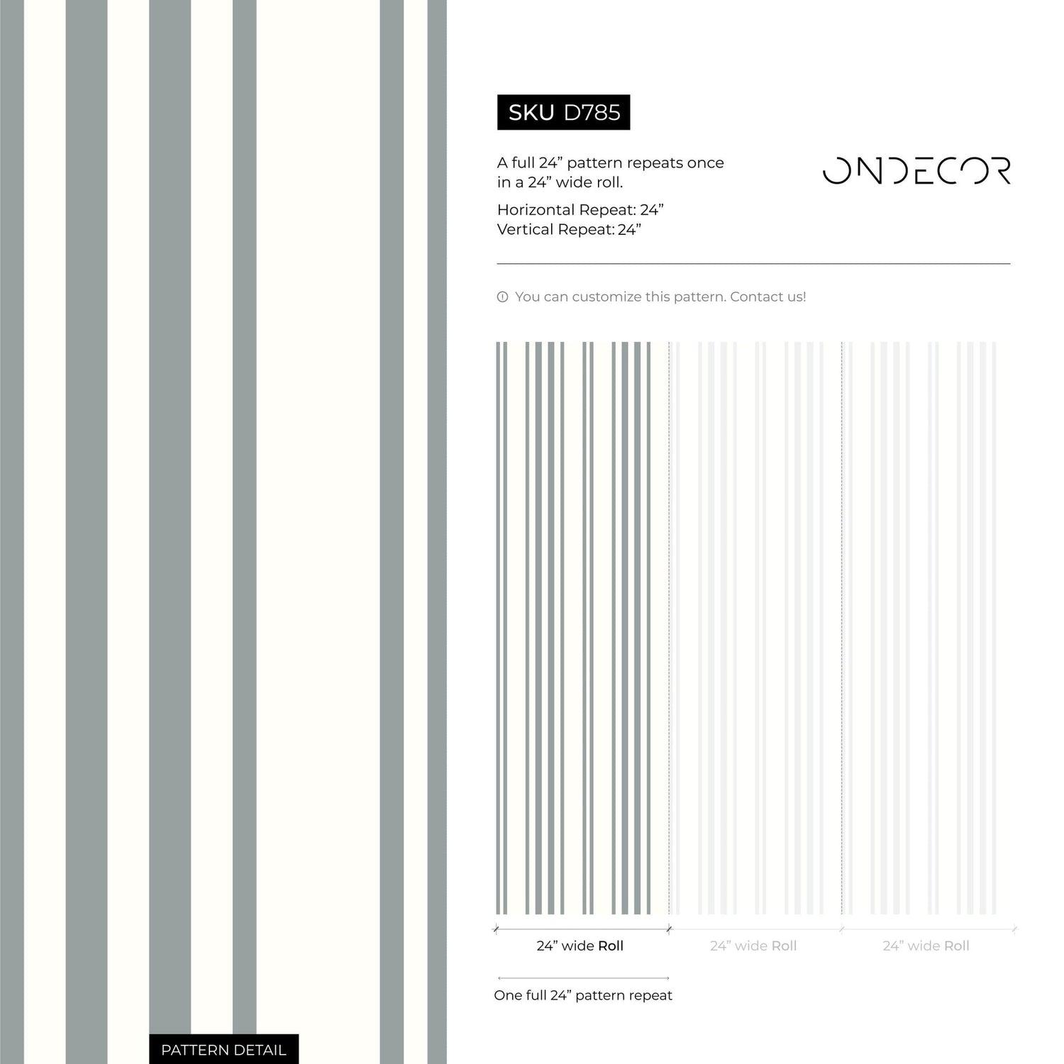 Grey Striped Wallpaper Farmhouse Wallpaper Peel and Stick and Traditional Wallpaper - D785 - WallTrend