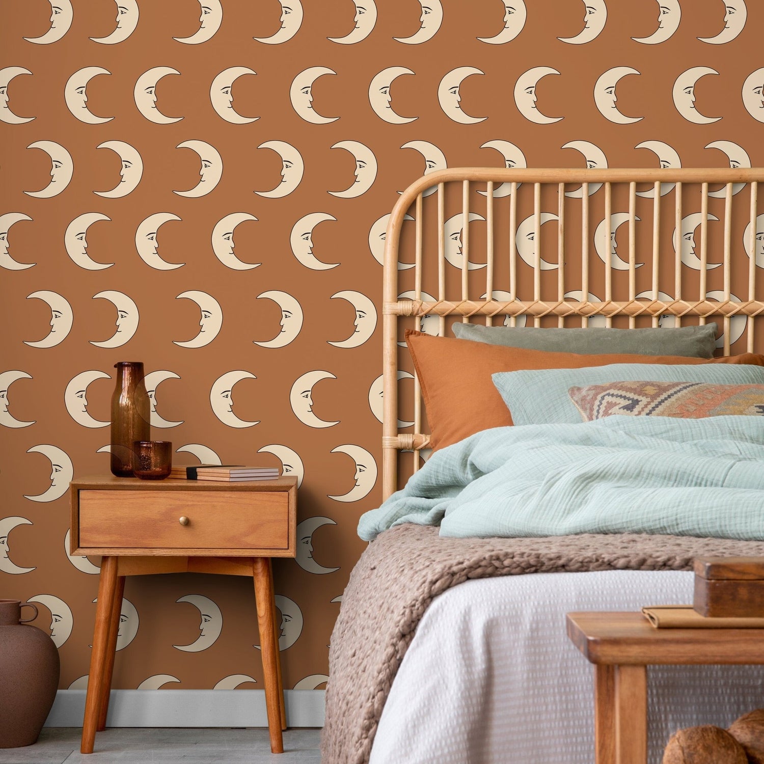 Half Moon Terracotta Wallpaper Removable Self Adhesive Wallpaper, Peel and Stick Wallpaper - ZABZ - WallTrend