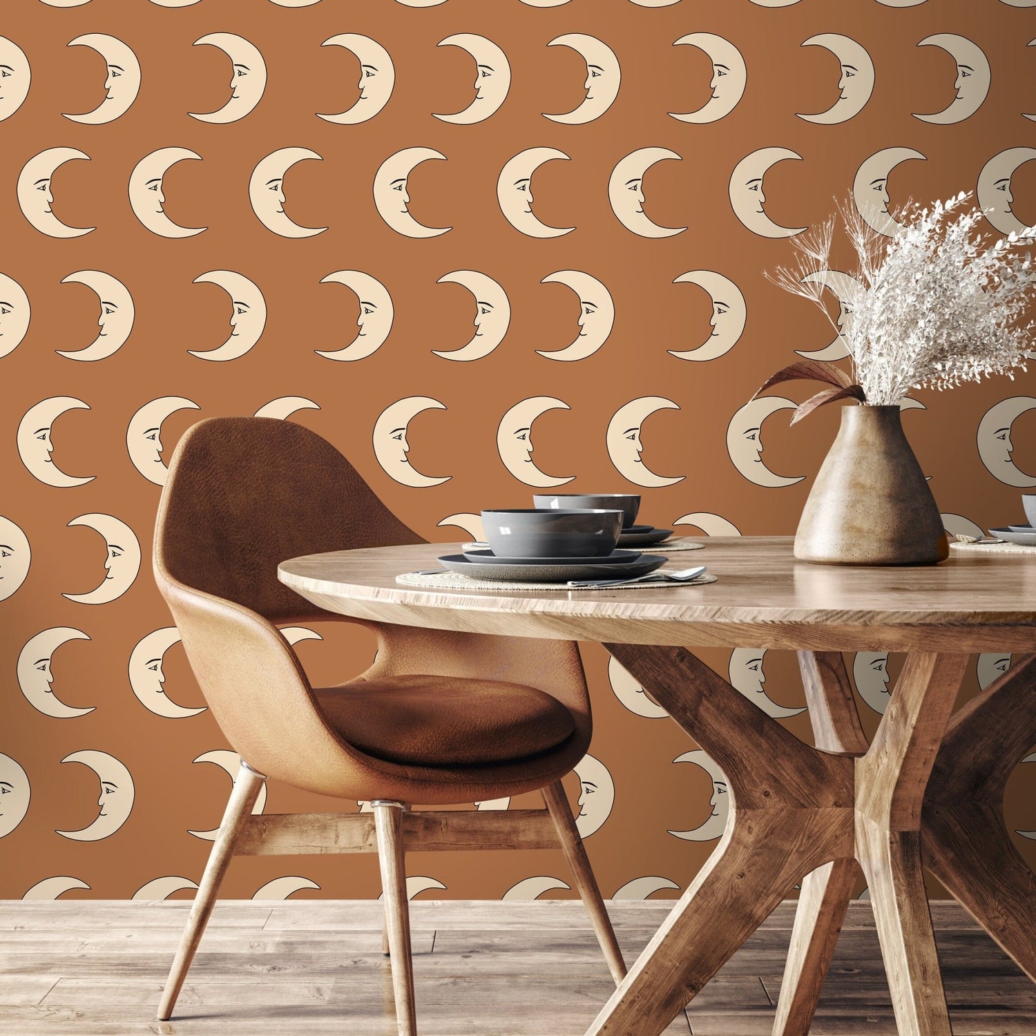 Half Moon Terracotta Wallpaper Removable Self Adhesive Wallpaper, Peel and Stick Wallpaper - ZABZ - WallTrend