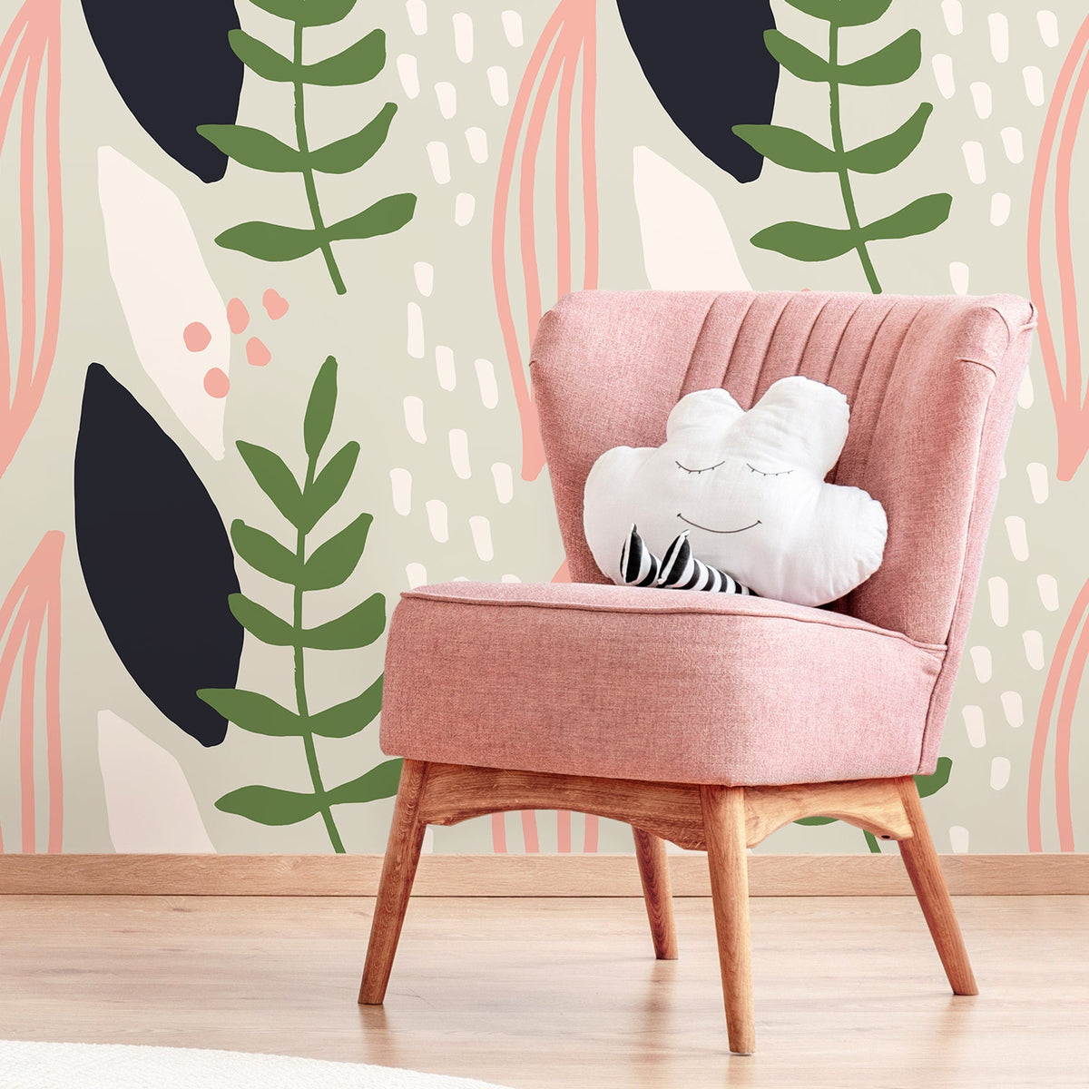 Home Decor Wallpaper Peel and Stick Wallpaper Removable Wallpaper Wall Art Wall Decor Room Decor / Abstract Leaves Wallpaper - B463 - WallTrend