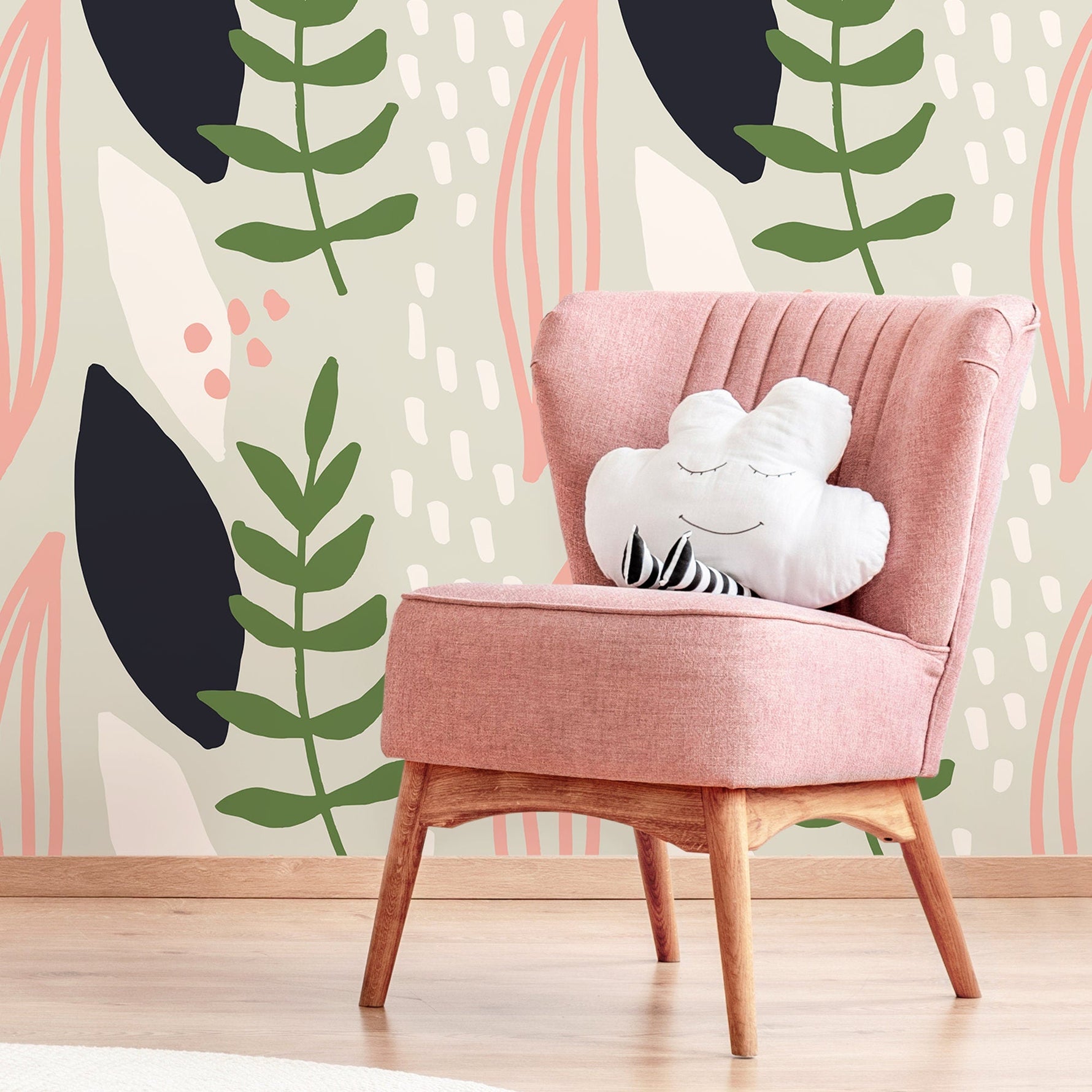 Home Decor Wallpaper Peel and Stick Wallpaper Removable Wallpaper Wall Art Wall Decor Room Decor / Abstract Leaves Wallpaper - B463 - WallTrend