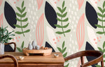 Home Decor Wallpaper Peel and Stick Wallpaper Removable Wallpaper Wall Art Wall Decor Room Decor / Abstract Leaves Wallpaper - B463 - WallTrend