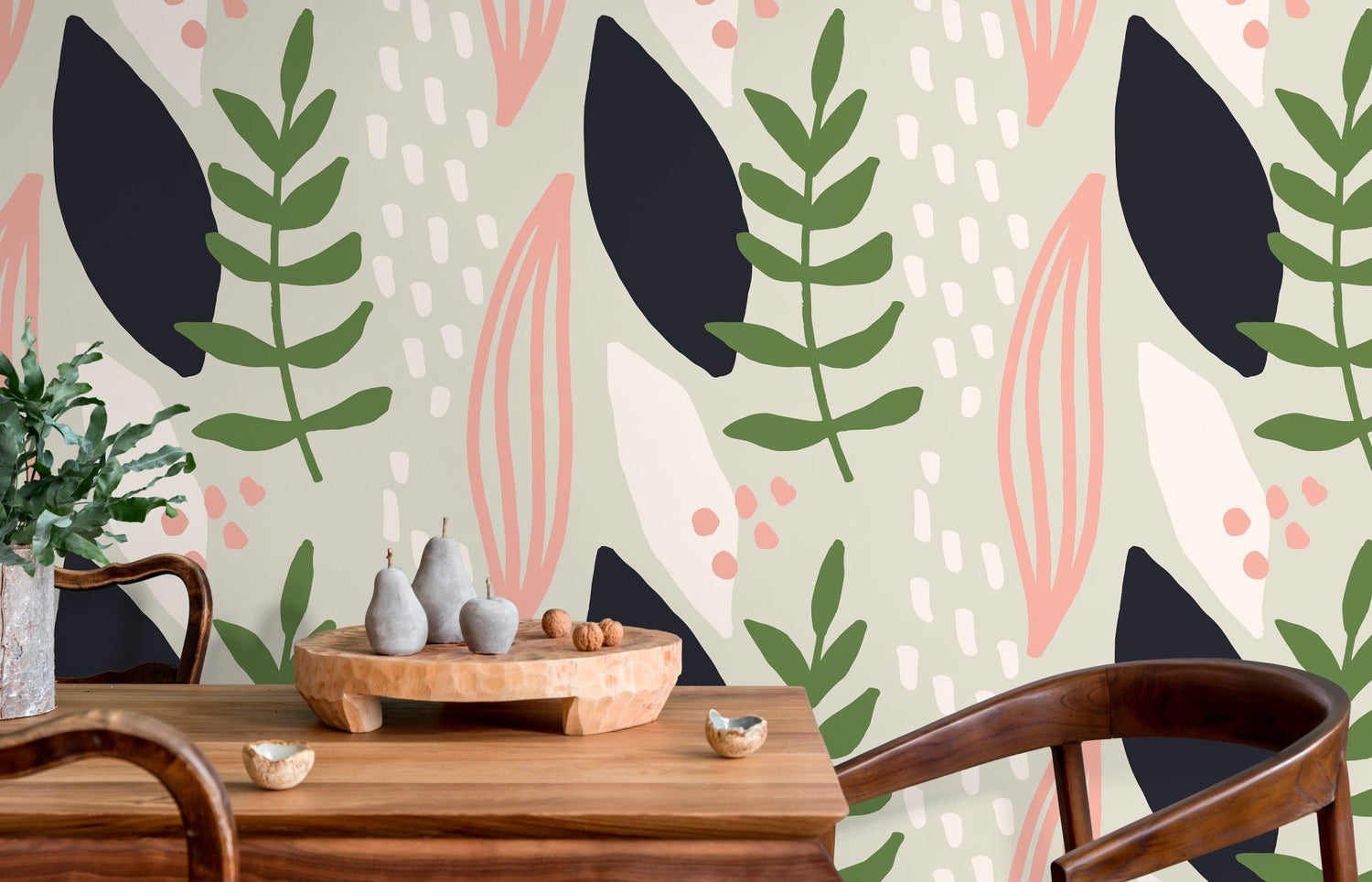 Home Decor Wallpaper Peel and Stick Wallpaper Removable Wallpaper Wall Art Wall Decor Room Decor / Abstract Leaves Wallpaper - B463 - WallTrend