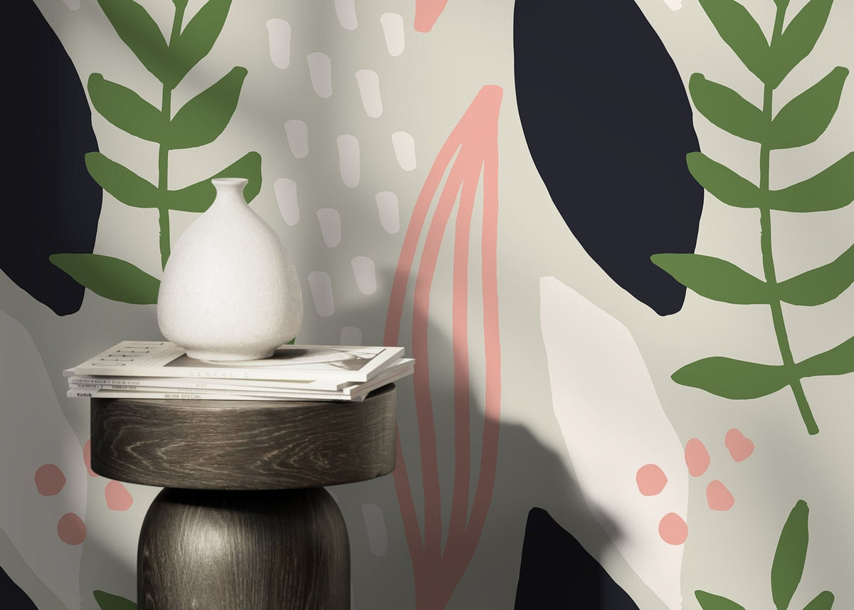 Home Decor Wallpaper Peel and Stick Wallpaper Removable Wallpaper Wall Art Wall Decor Room Decor / Abstract Leaves Wallpaper - B463 - WallTrend