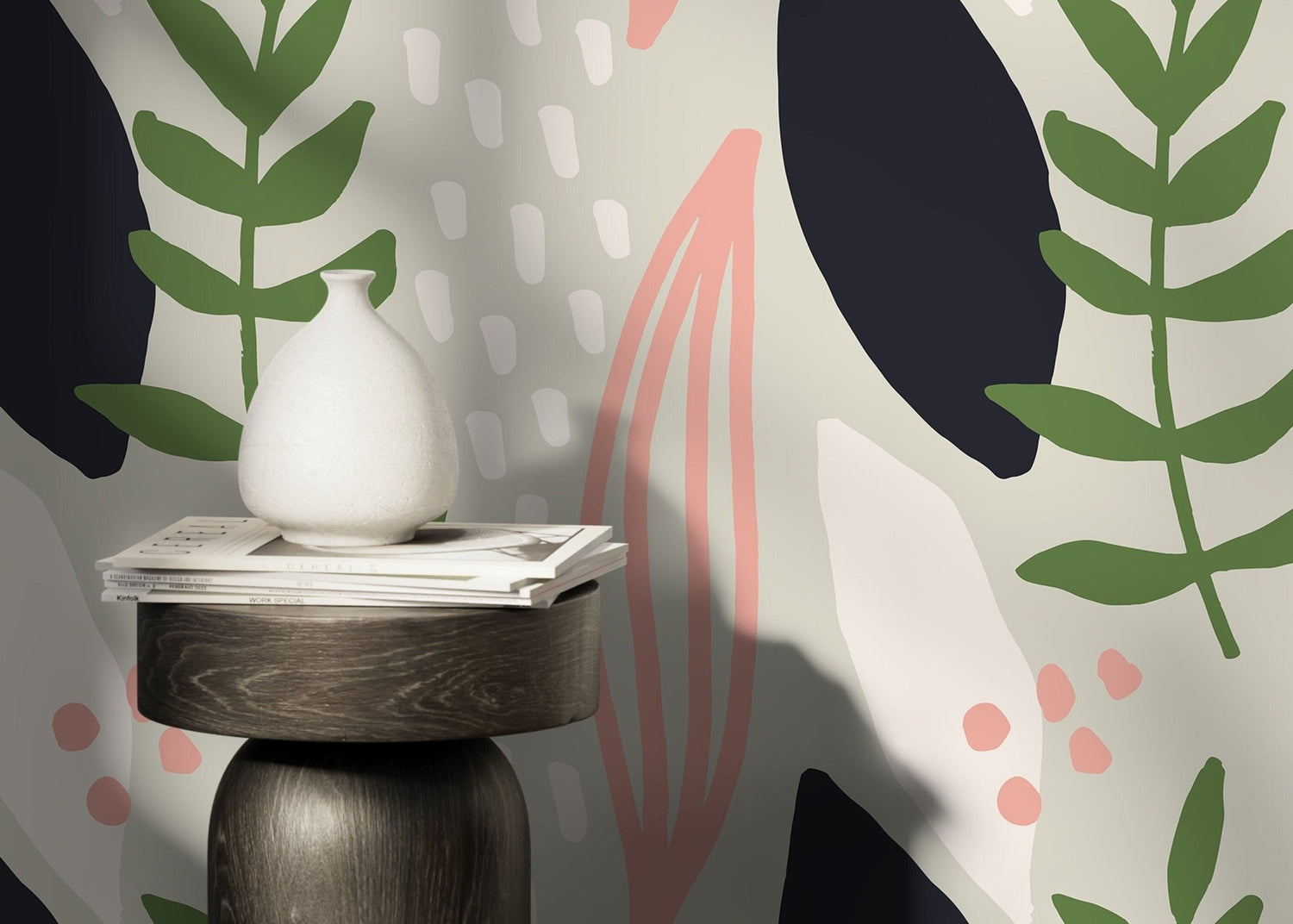 Home Decor Wallpaper Peel and Stick Wallpaper Removable Wallpaper Wall Art Wall Decor Room Decor / Abstract Leaves Wallpaper - B463 - WallTrend