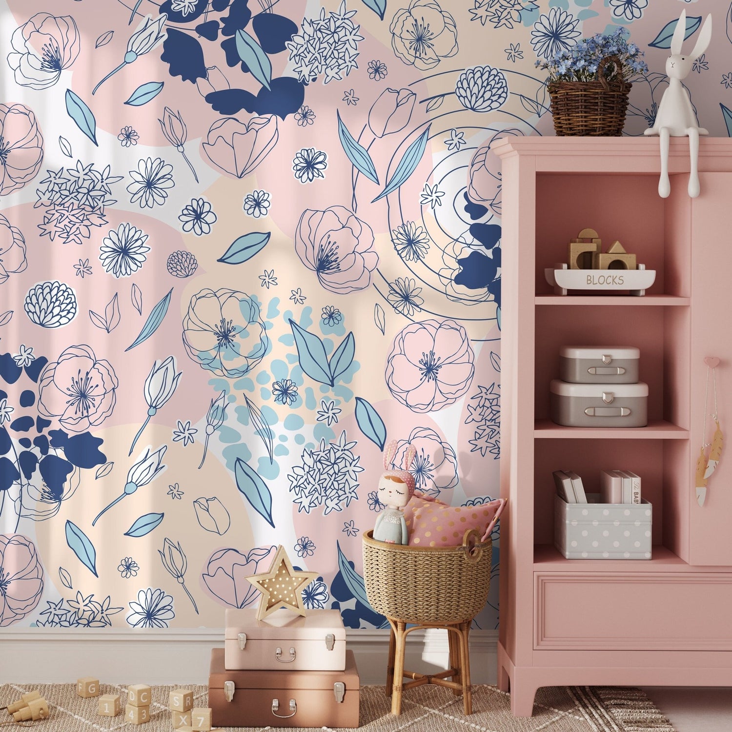 Home Decor Wallpaper Peel and Stick Wallpaper Removable Wallpaper Wall Art Wall Decor Room Decor/ Cute Floral Wallpaper - B385 - WallTrend