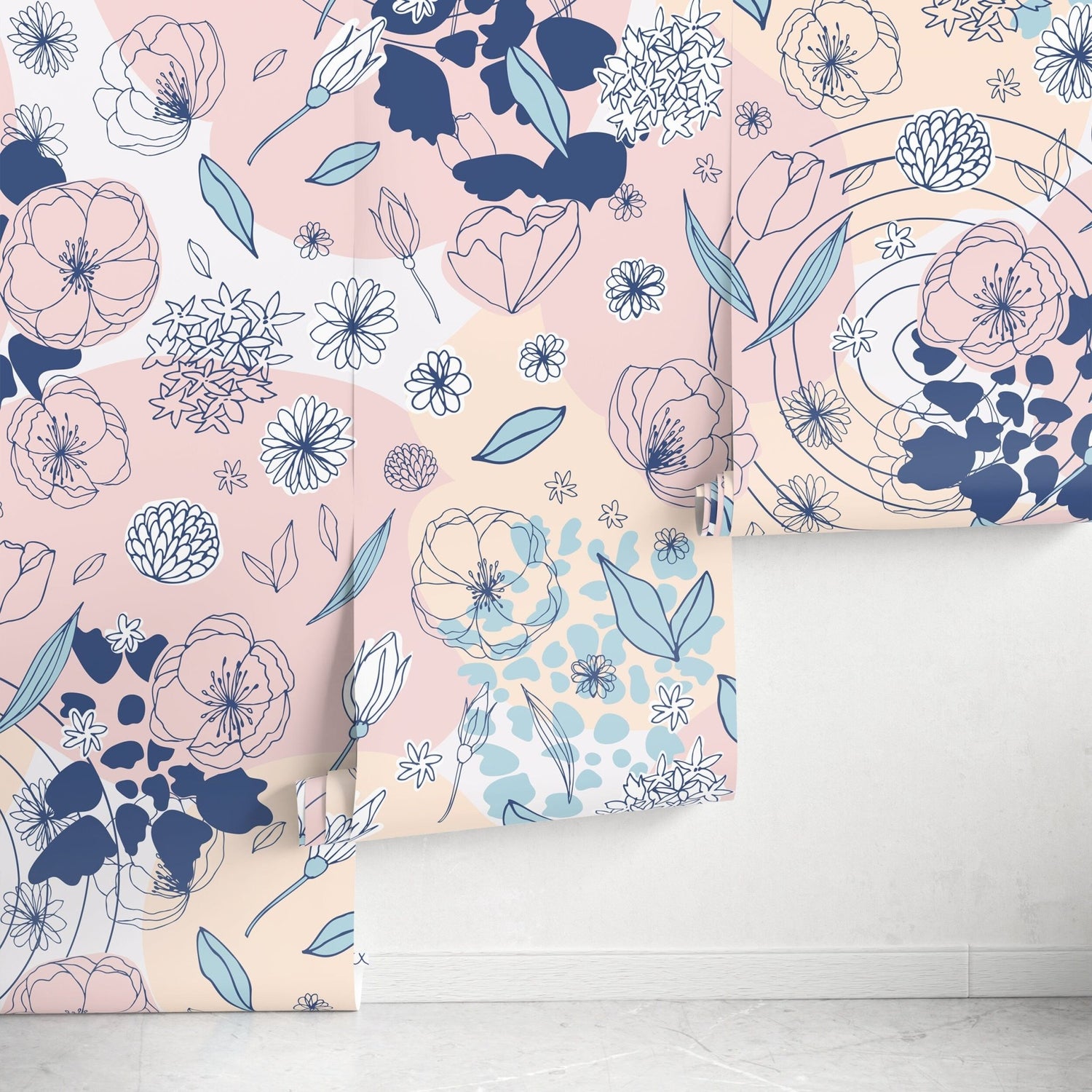 Home Decor Wallpaper Peel and Stick Wallpaper Removable Wallpaper Wall Art Wall Decor Room Decor/ Cute Floral Wallpaper - B385 - WallTrend